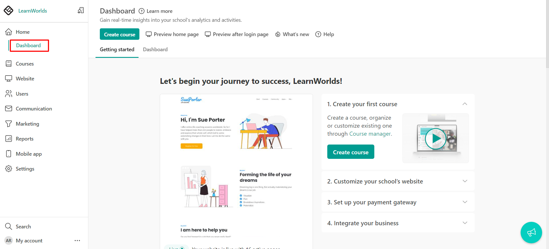 Learnworlds Dashboard