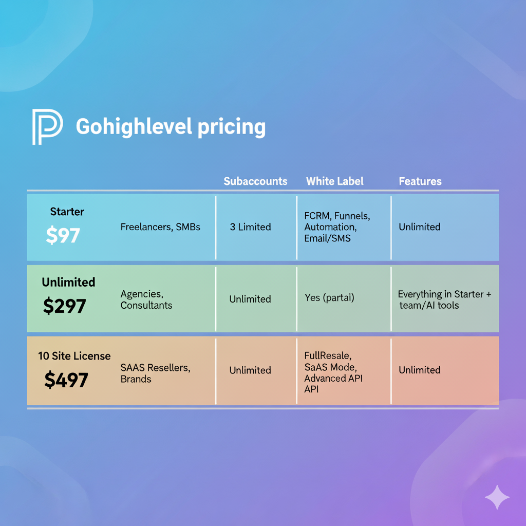 Gohighlevel Pricing